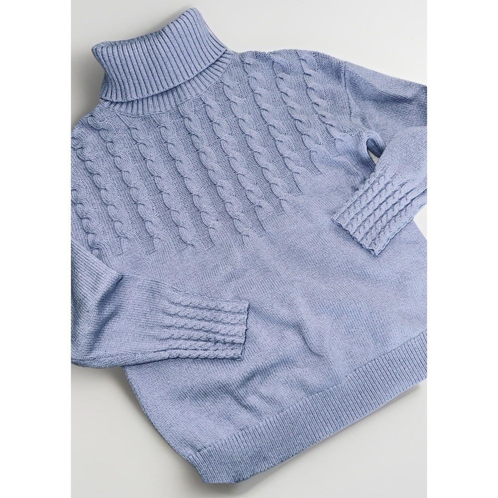 Sundance Women's Blue Cable Knit Turtleneck Sweater Size M Hearthside Haven